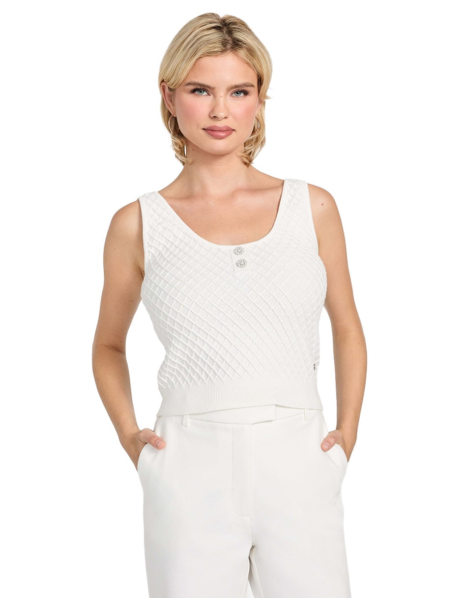 Top Guess cuello redondo tirante ancho