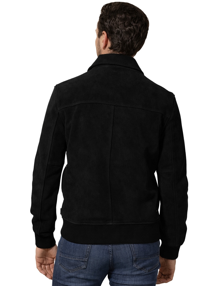 Chamarra casual Perry Ellis de piel con bolsillos para hombre
