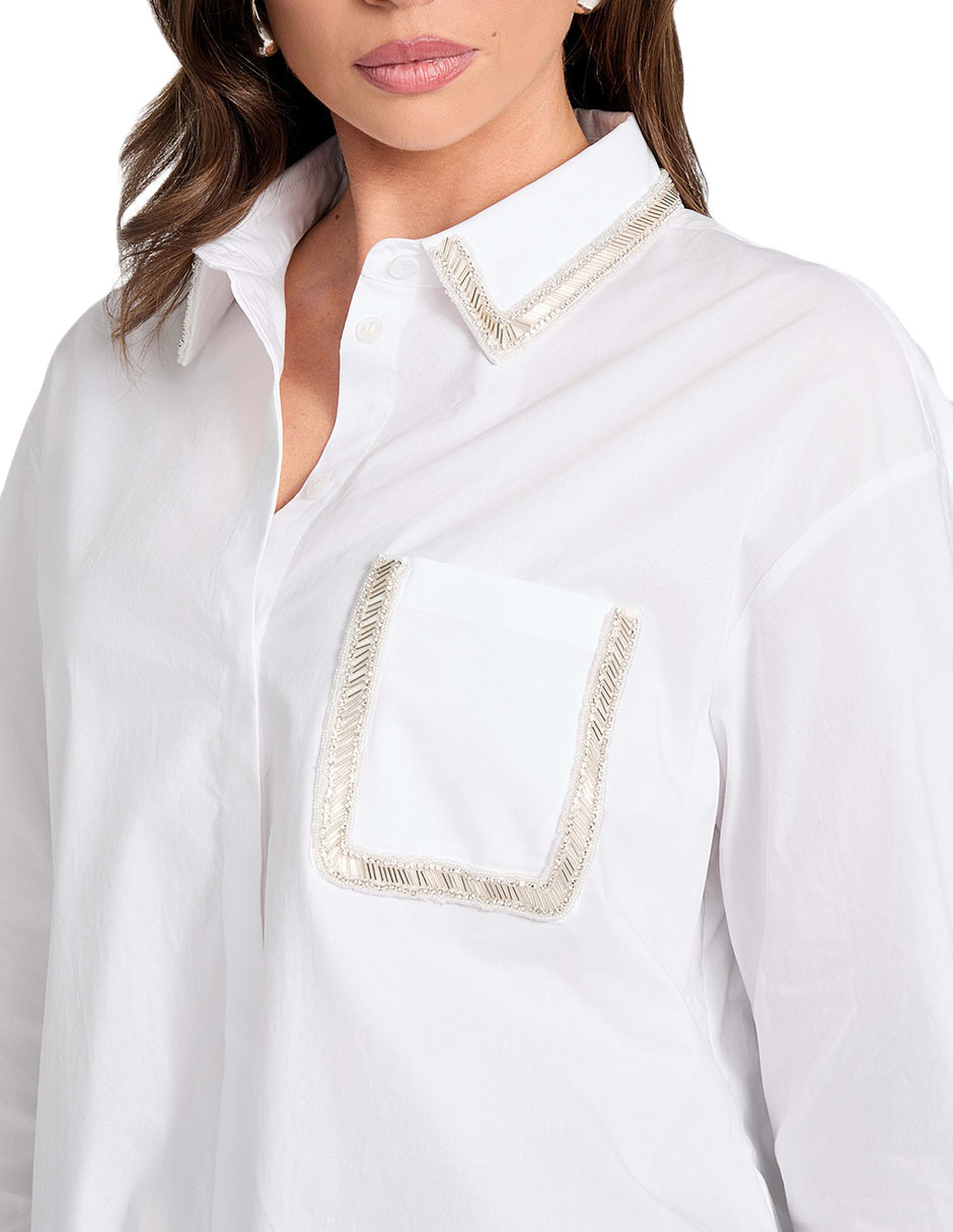 Camisa de algodón manga larga para mujer 4