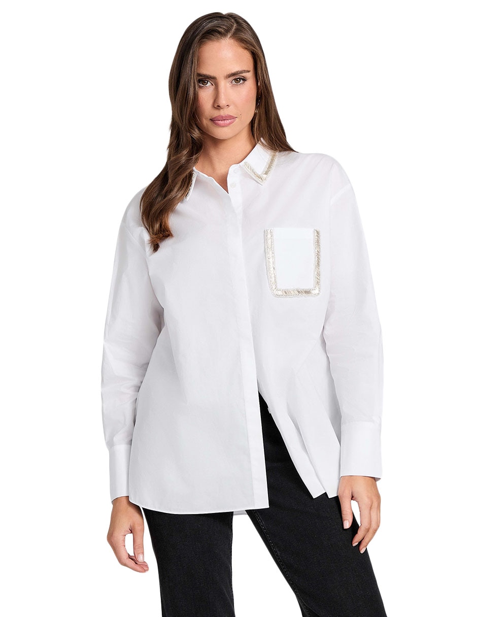 Camisa de algodón manga larga para mujer