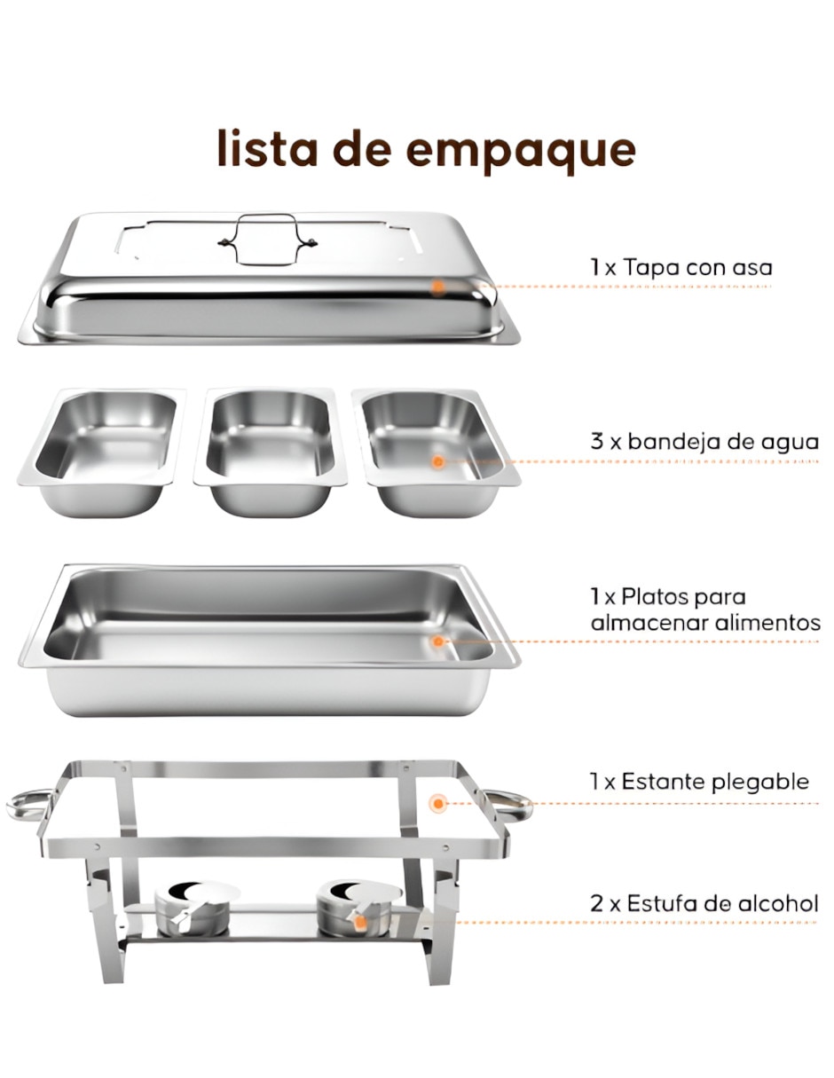 Chafer bufetera de acero inoxidable Xtellar 3 compartimentos