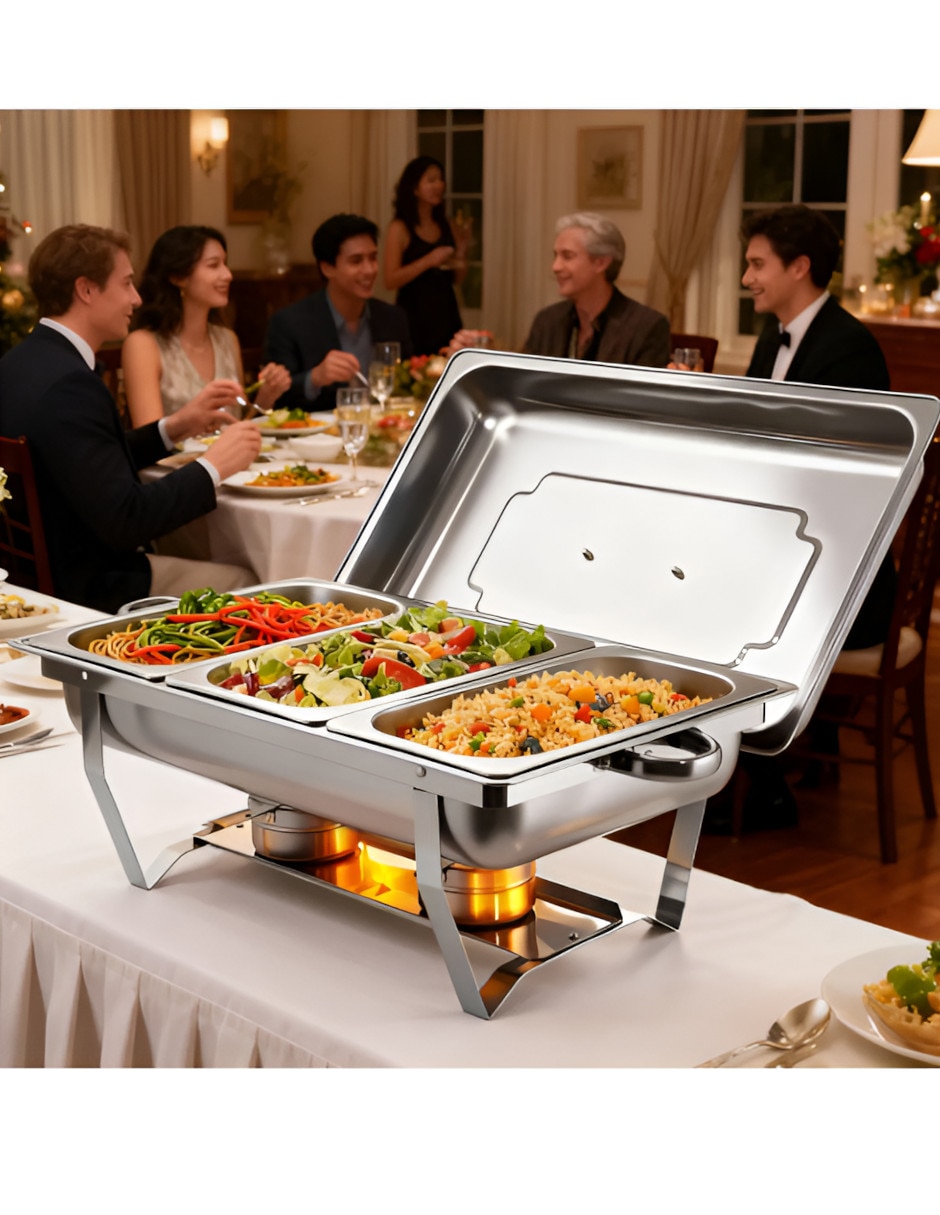 Chafer bufetera de acero inoxidable Xtellar 3 compartimentos
