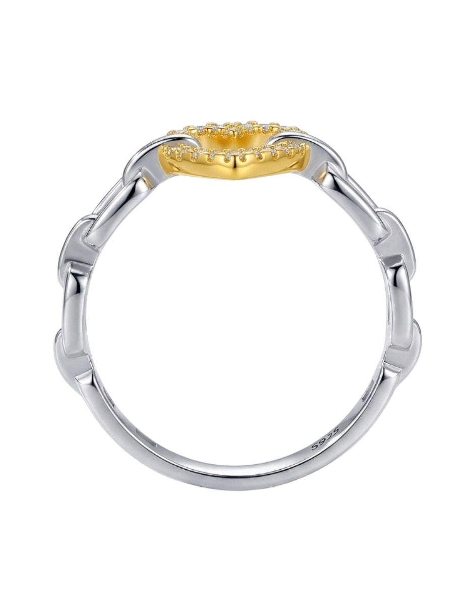 Anillo multi gemas de corazón aretize brillo p 925 de plata zirconia cúbica baño de oro