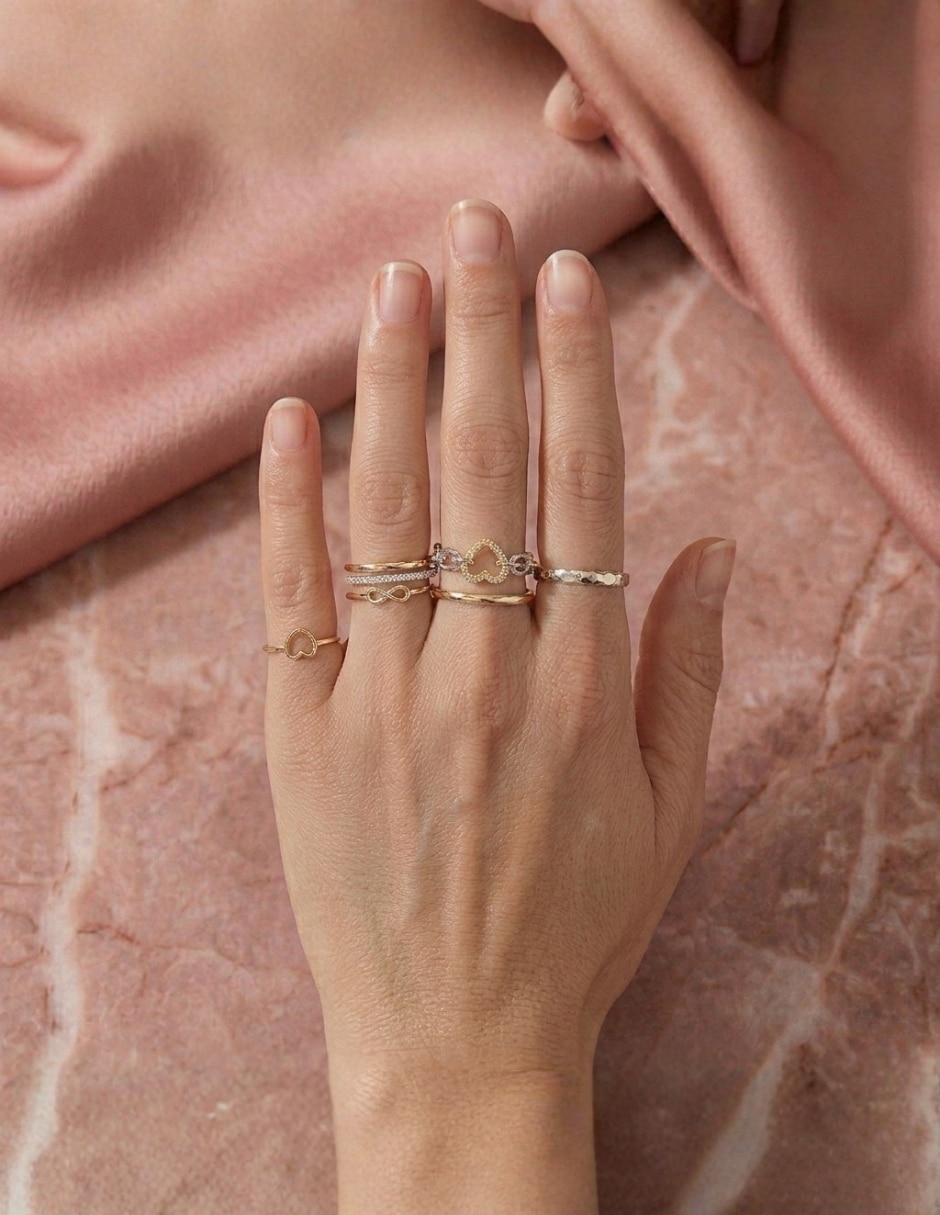 Anillo multi gemas de corazón aretize brillo p 925 de plata zirconia cúbica baño de oro