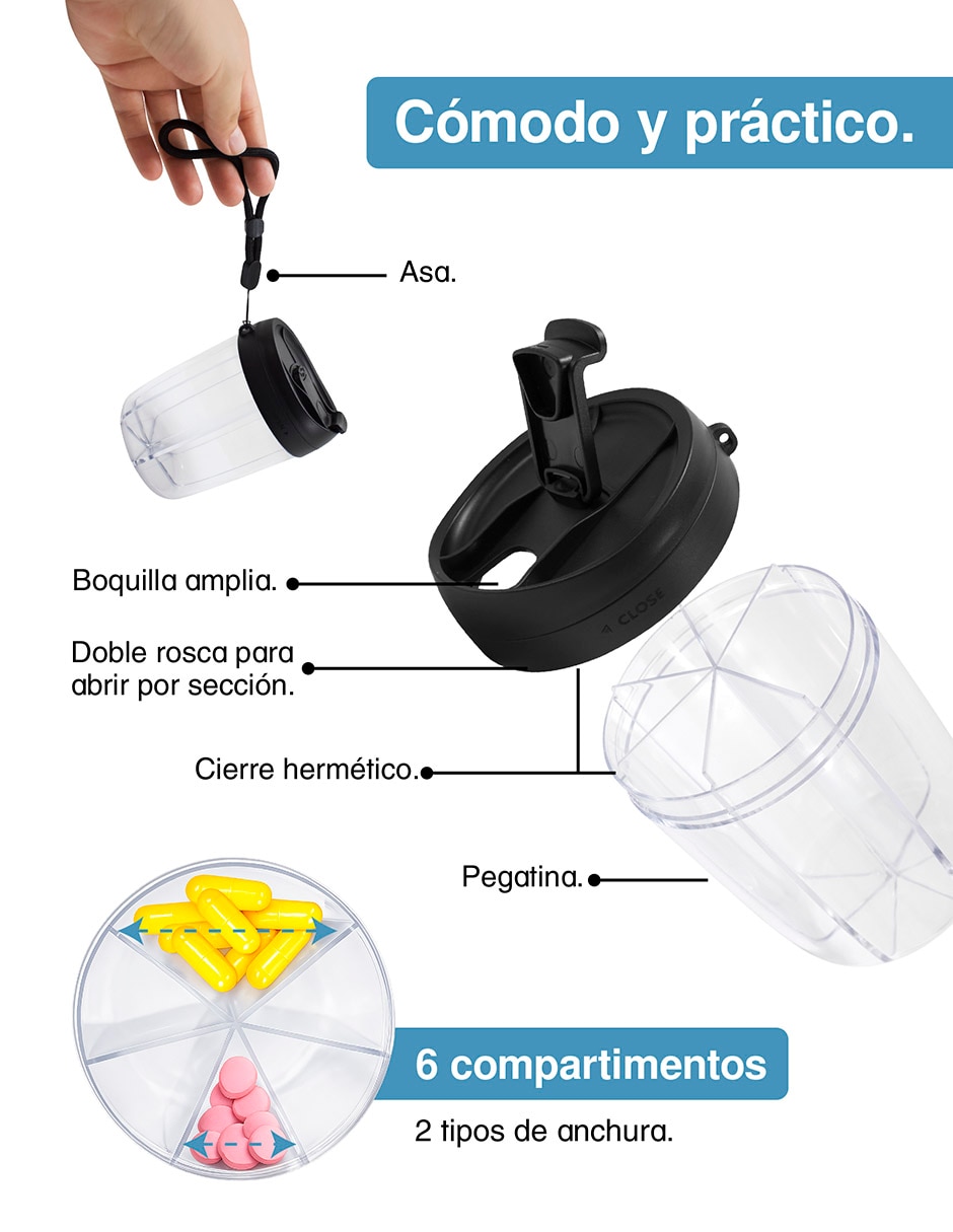 Pastillero Andromeda Inc 6 compartimentos