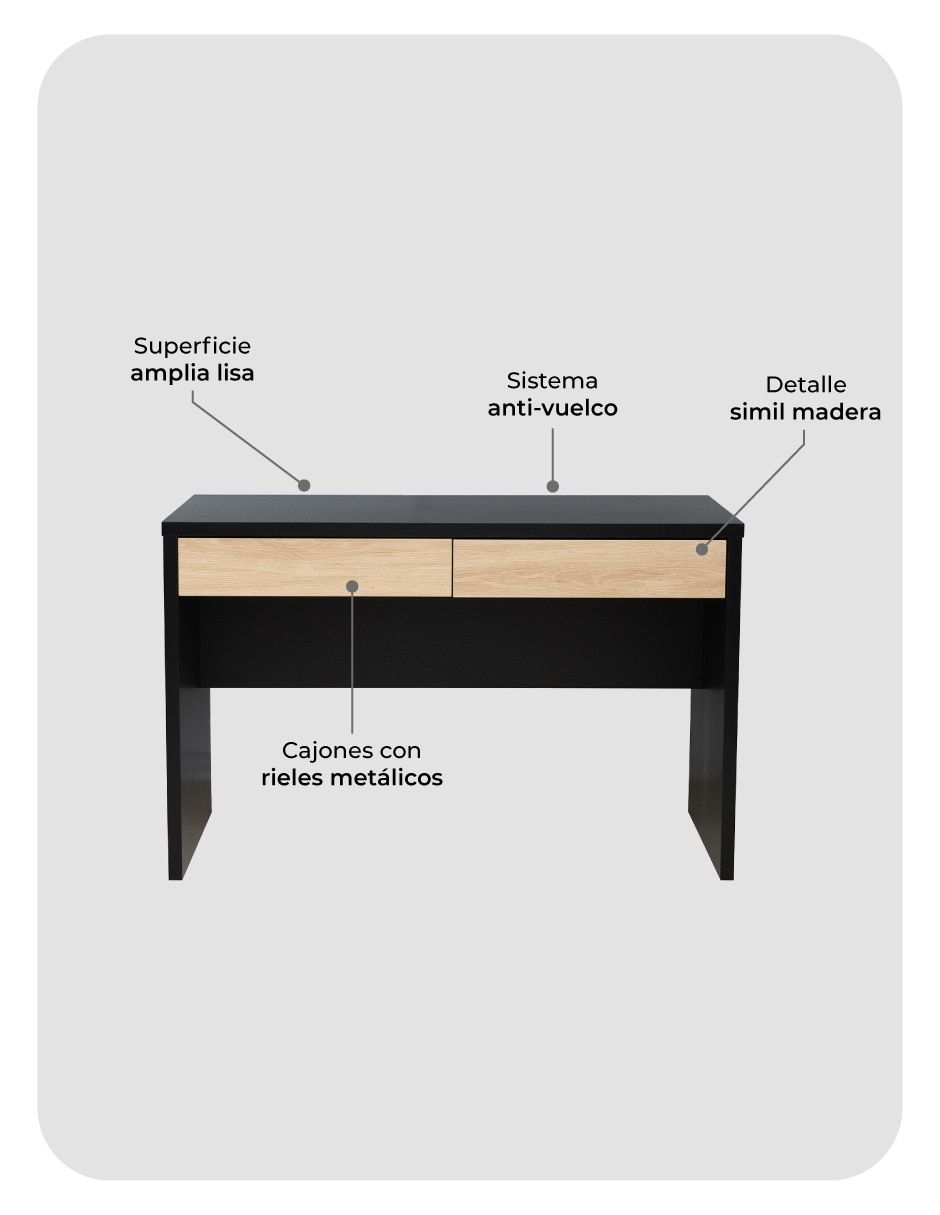 Escritorio armable Nórdica Black Relan de MDF