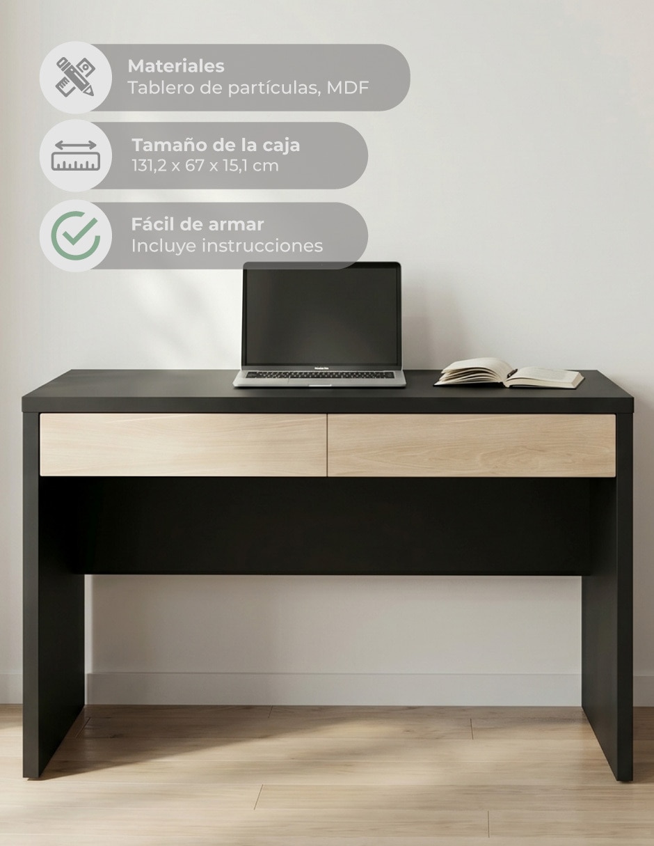 Escritorio armable Nórdica Black de MDF 3