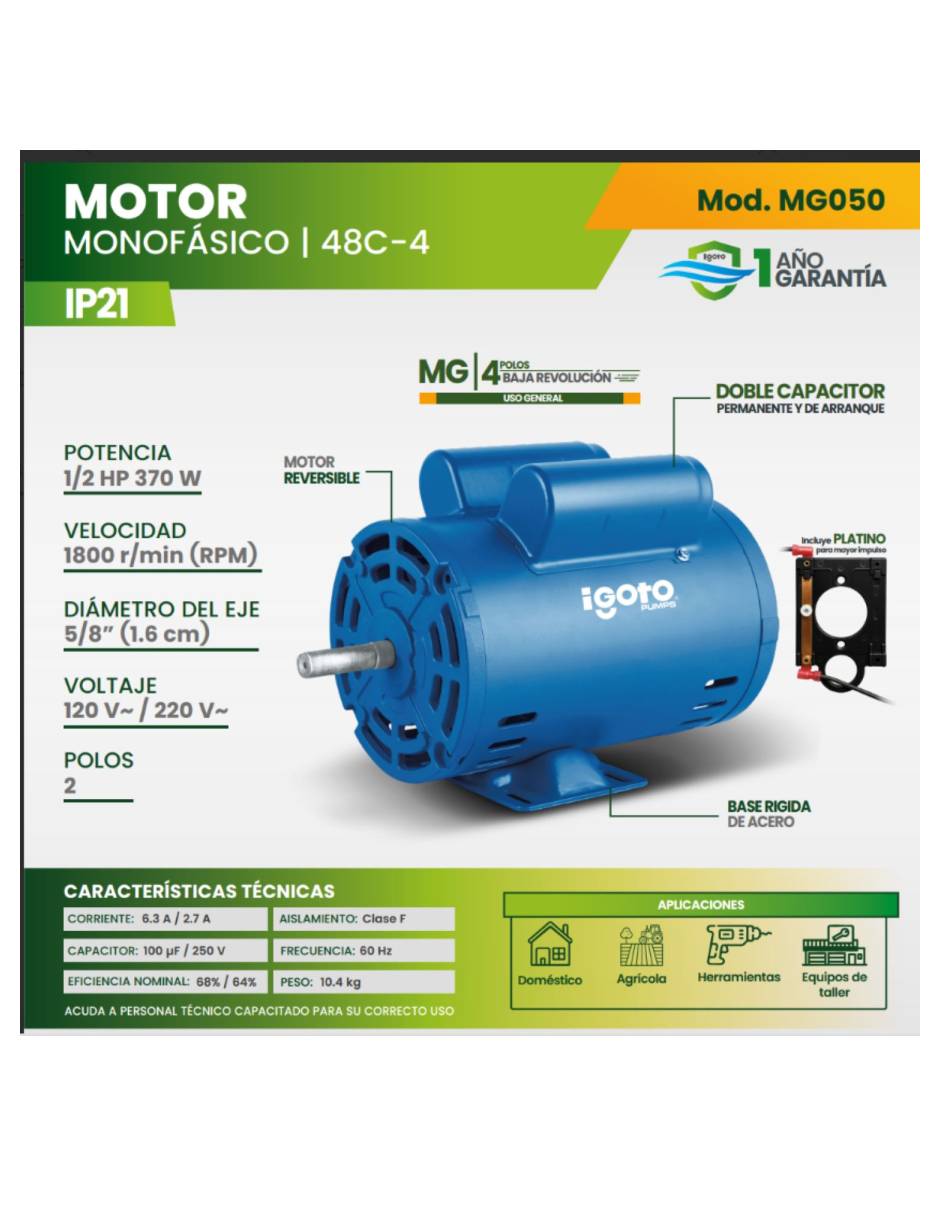 Motor monofásico Igoto