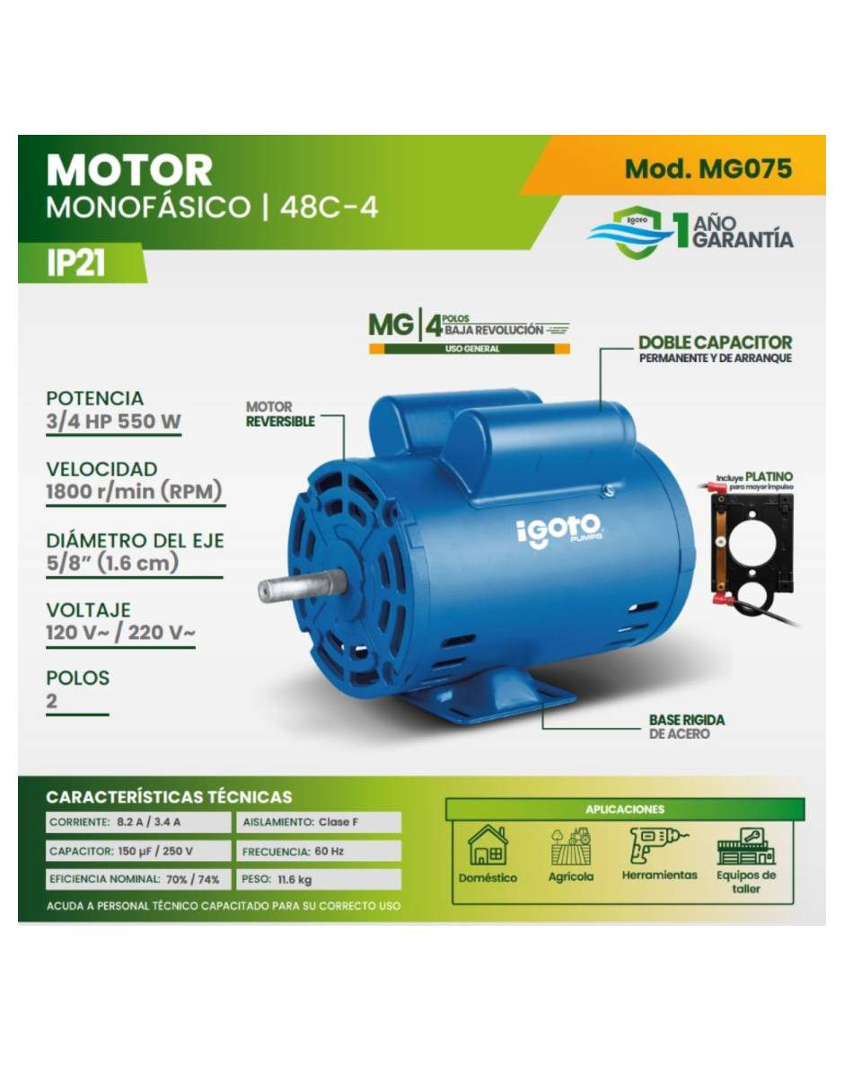 Motor monofásico Igoto