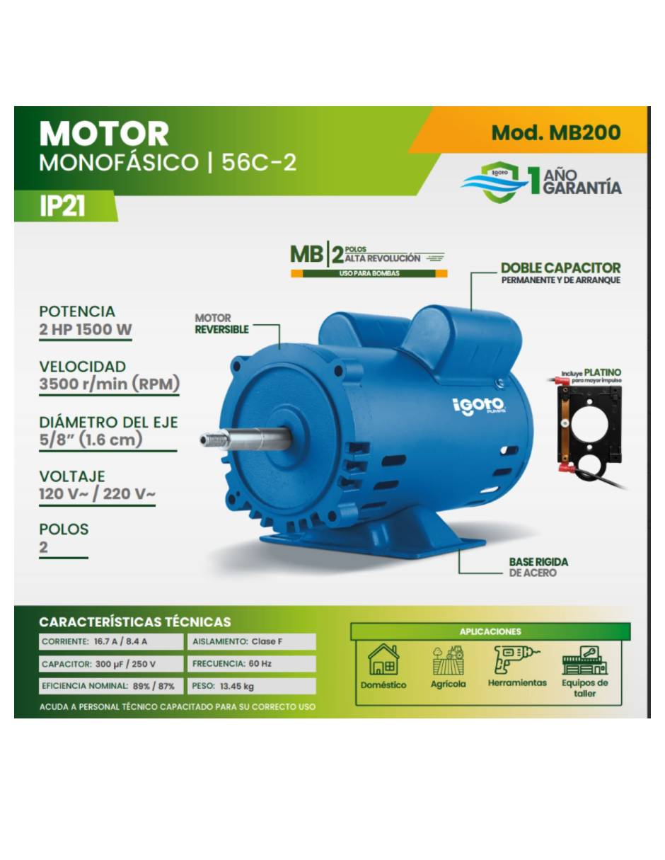 Motor monofásico Igoto