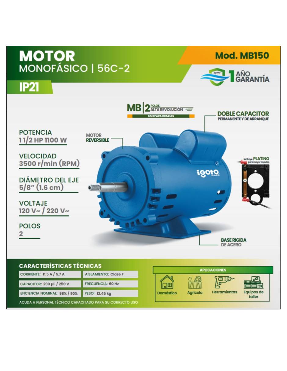 Motor monofásico Igoto