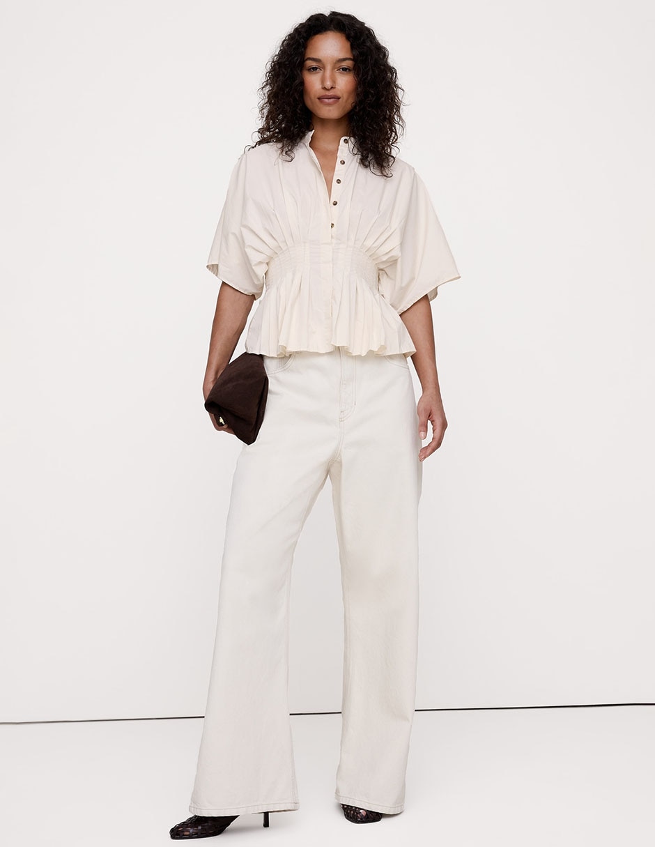 Blusa peplum manga al codo para mujer 2