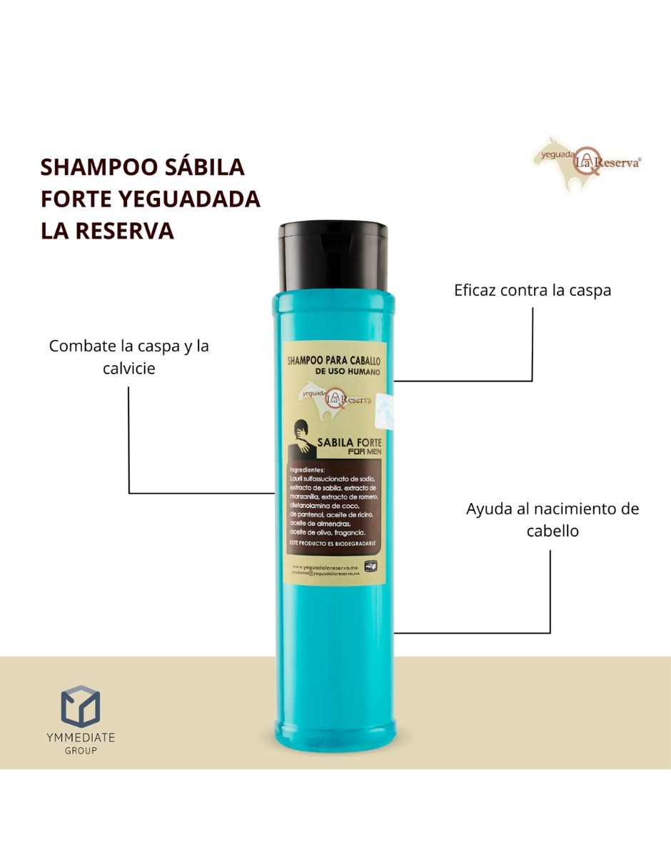 Shampoo anticaída para cabello todo tipo sábila forte yeguada la reserva crecimiento de cabello