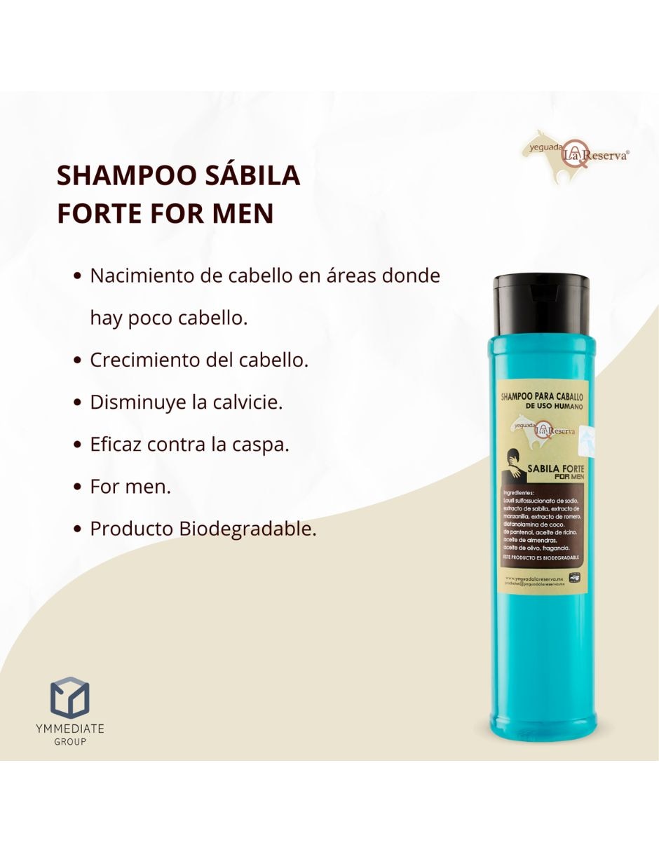 Shampoo anticaída para cabello todo tipo sábila forte yeguada la reserva crecimiento de cabello