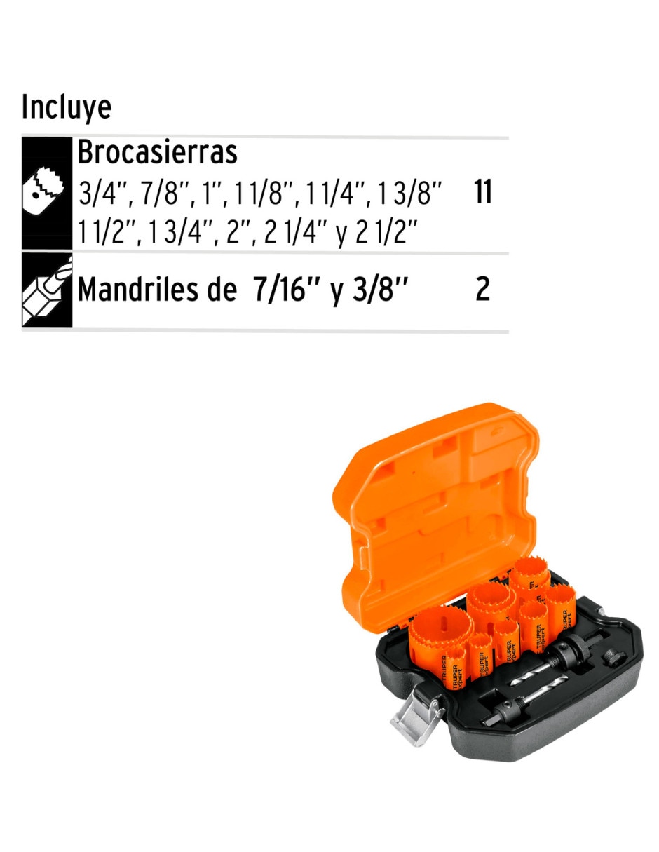 Juego de brocas multimateriales Truper con 13 piezas