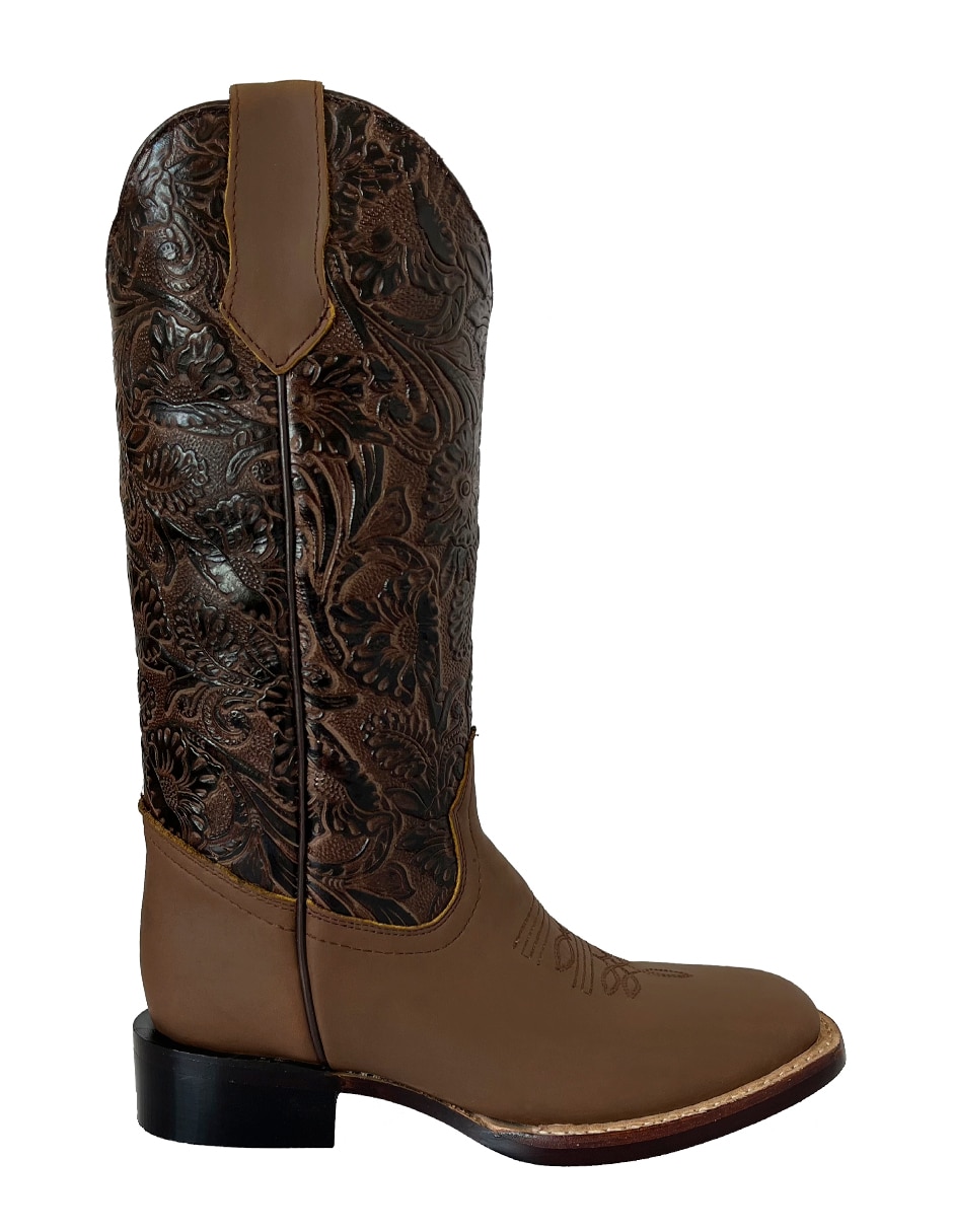 Bota cowboy media pierna vaquero de piel bovino para mujer