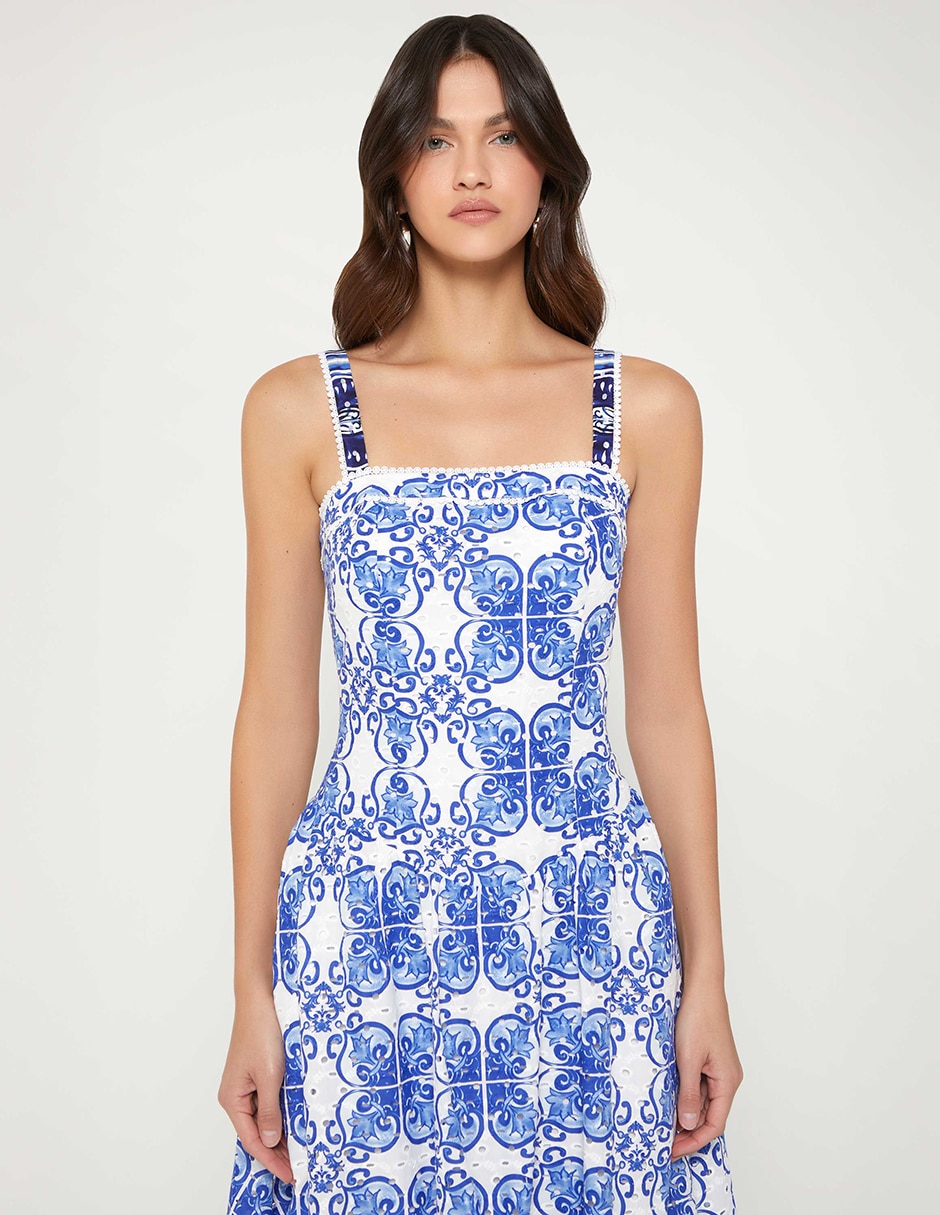 Vestido midi fiesta studio f lujo mediterraneo para mujer