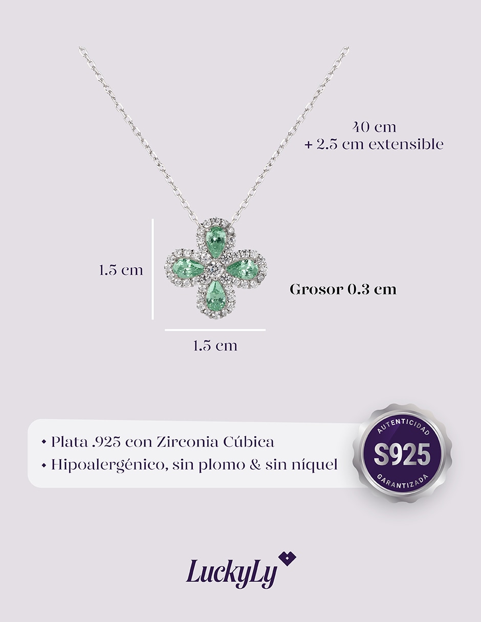 Collar con dije de flor Luckyly Aina de plata P 925