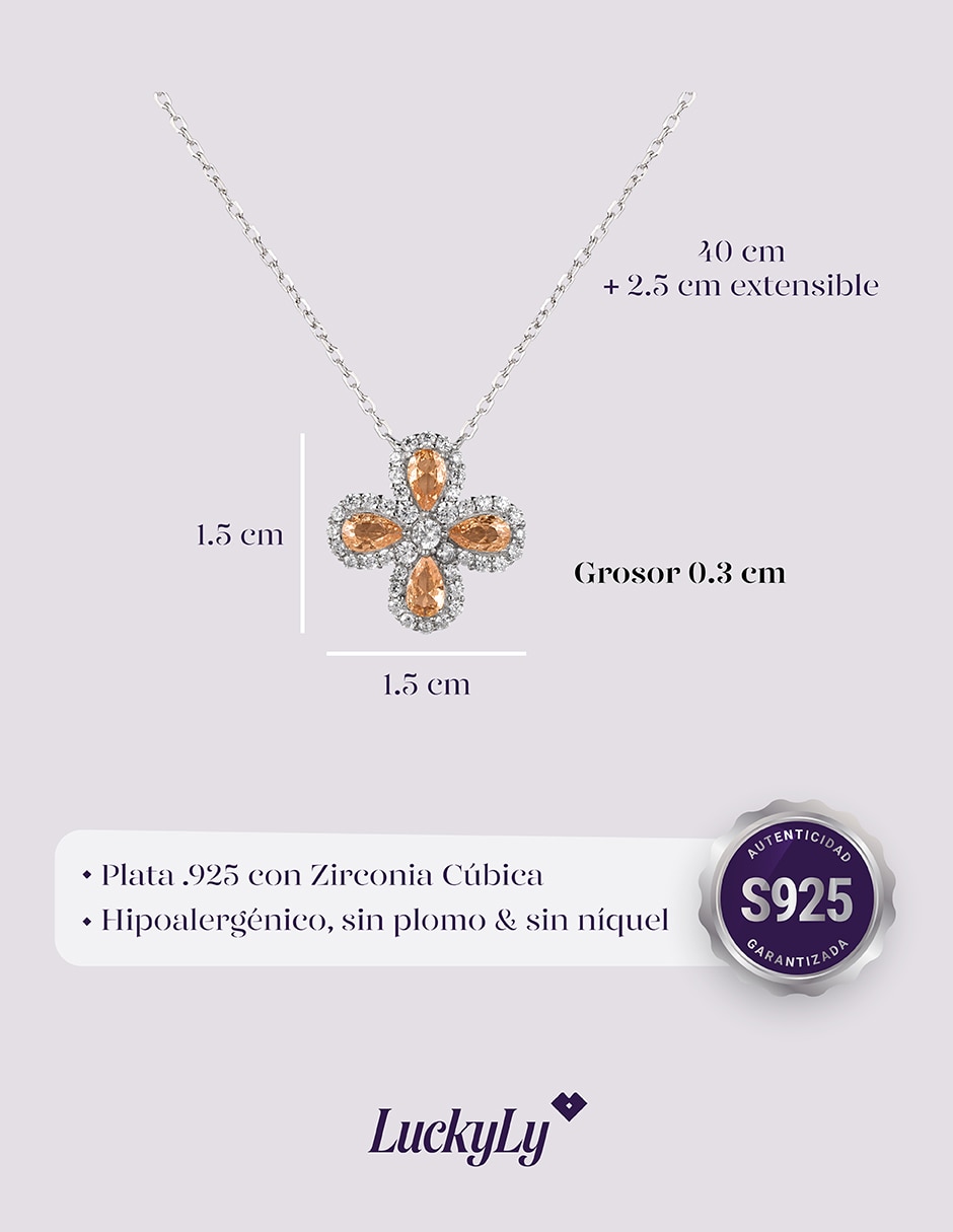 Collar con dije de flor Aina de plata P 925 2