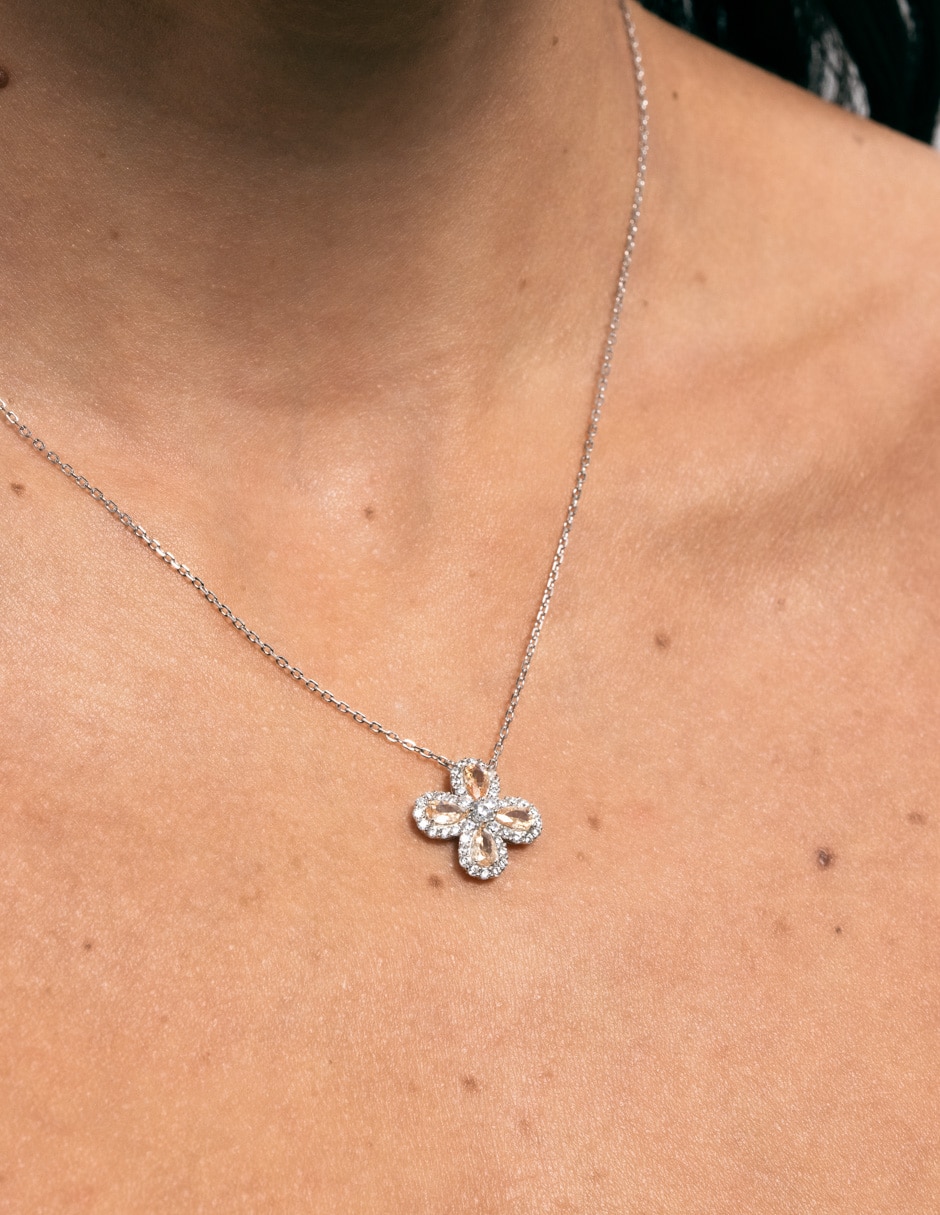 Collar con dije de flor Aina de plata P 925 4