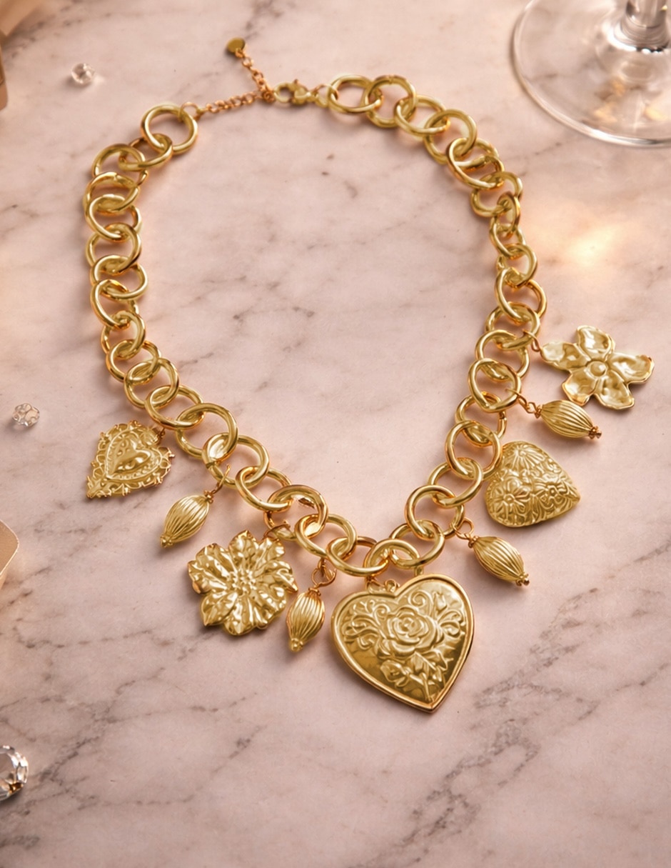 Collar de corazón yoiko doré de acero inoxidable