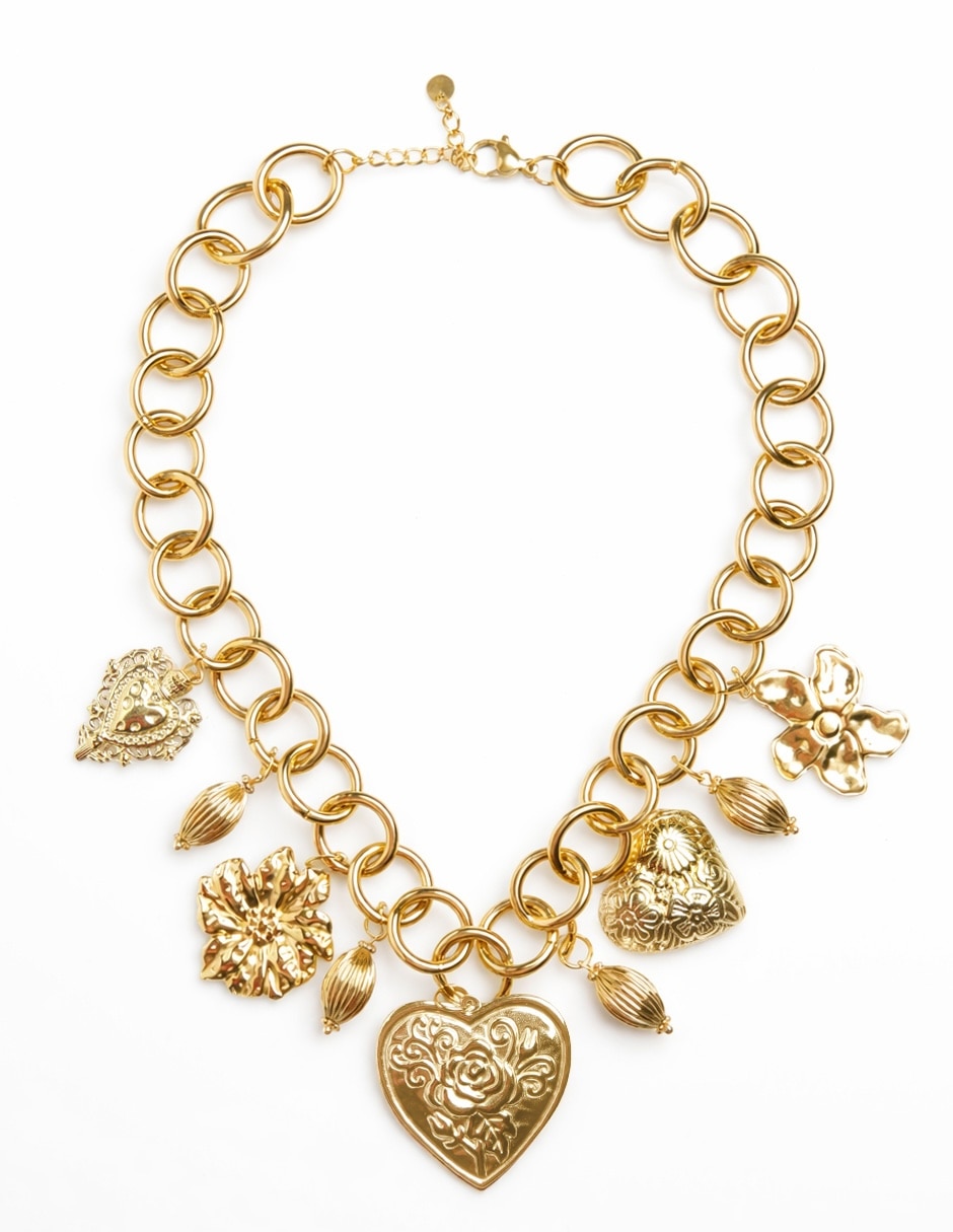 Collar de corazón doré de acero inoxidable