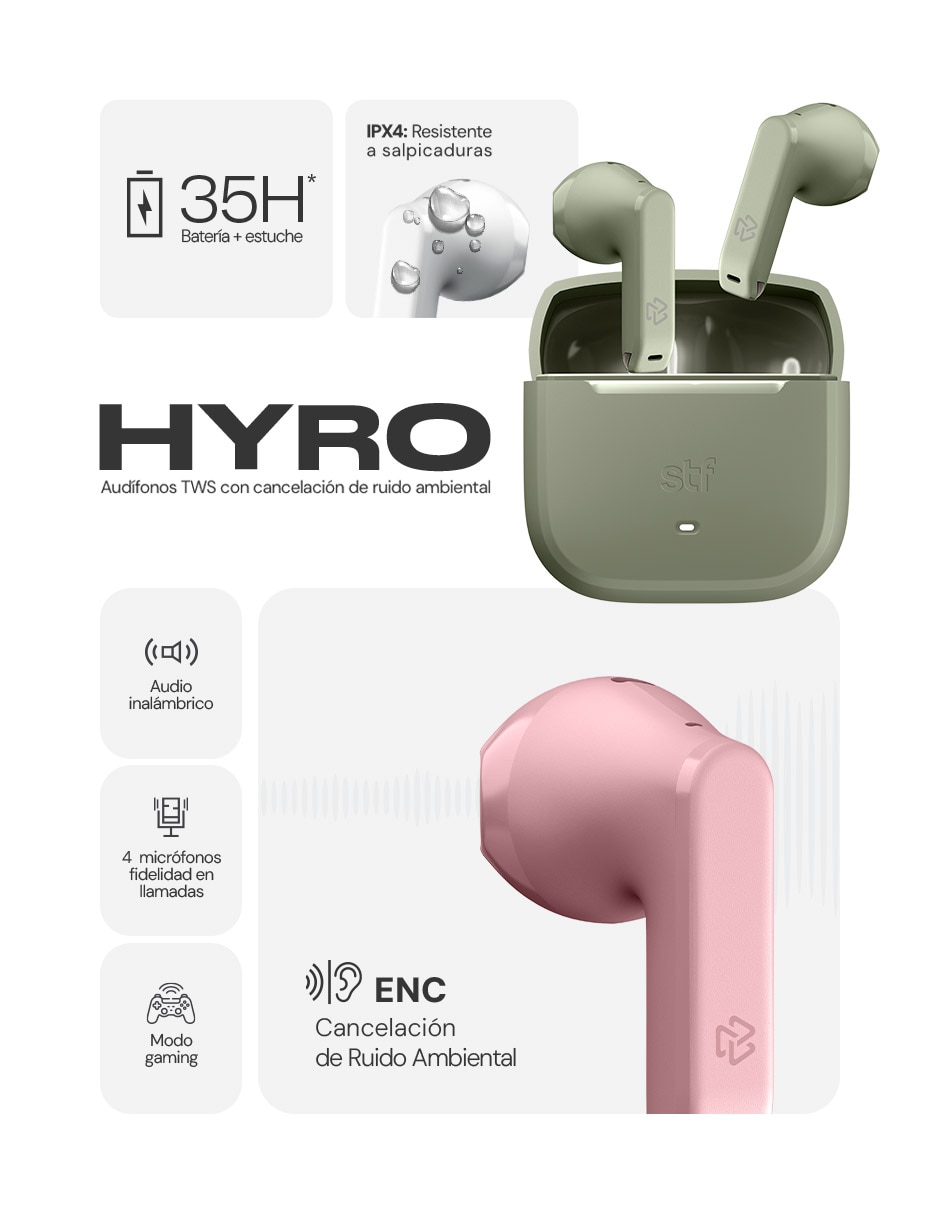 Audífonos true wireless Tws HYRO Inalámbricos con cancelacion de ruido 13
