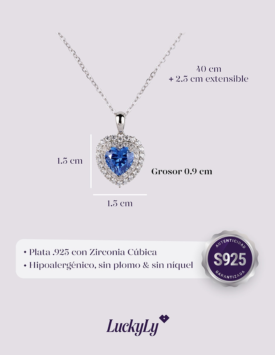 Collar con dije de corazón zaria de plata p 925 7
