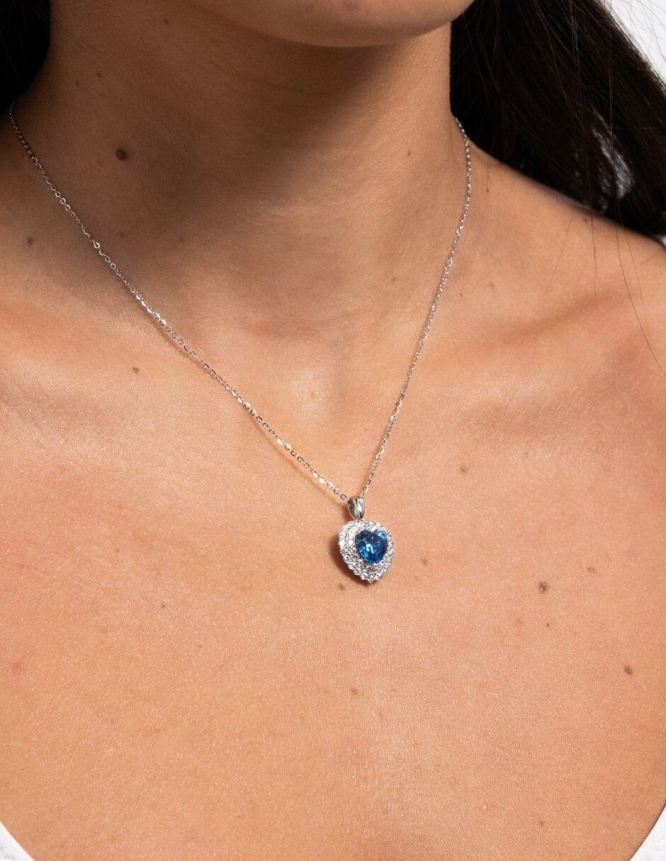 Collar con dije de corazón zaria de plata p 925 4