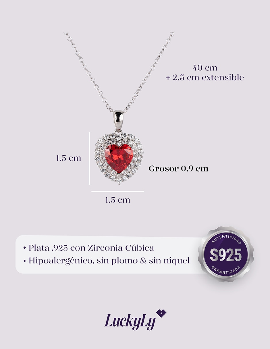 Collar con dije de corazón zaria de plata p 925 2