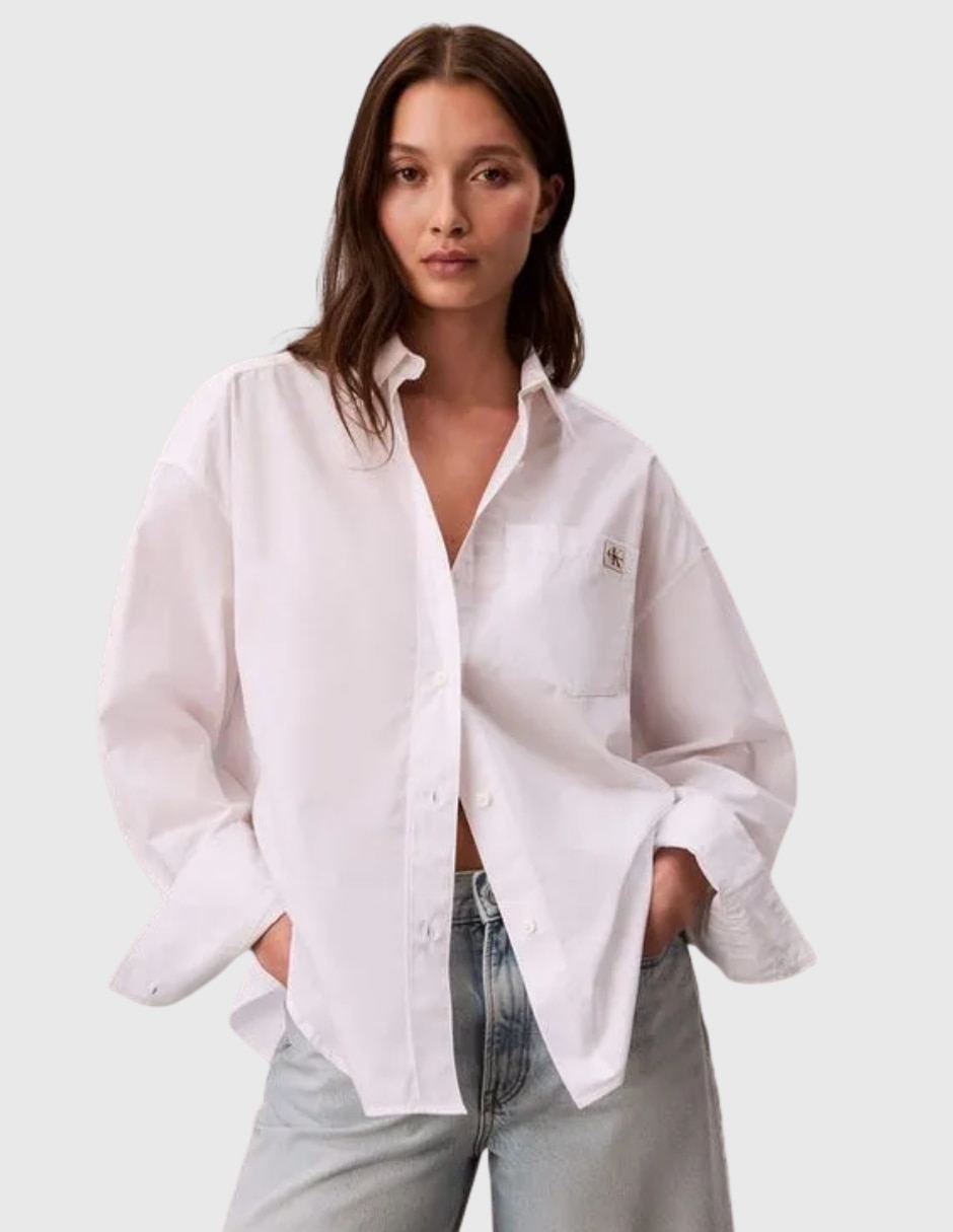 Camisa de algodón manga larga para mujer