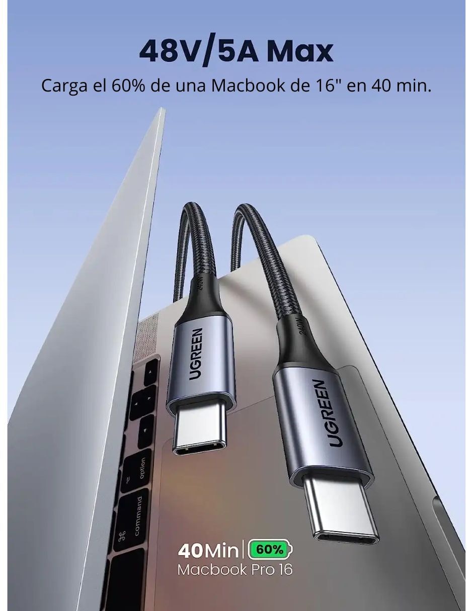 Cable usb c ugreen a tipo usb c de 2 m
