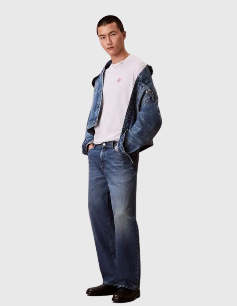 Chamarra denim calvin klein de algodón con bolsillos para hombre