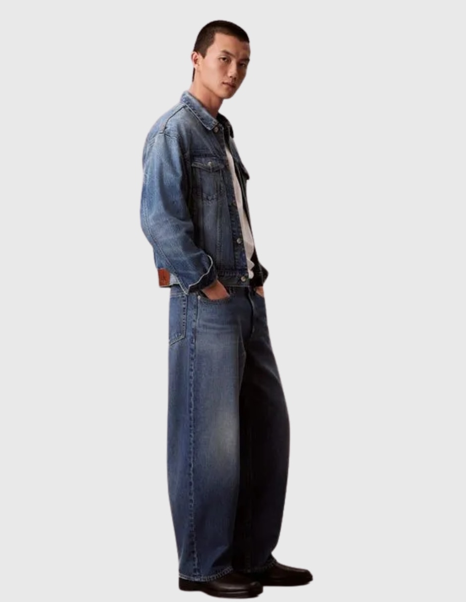 Chamarra denim calvin klein de algodón con bolsillos para hombre