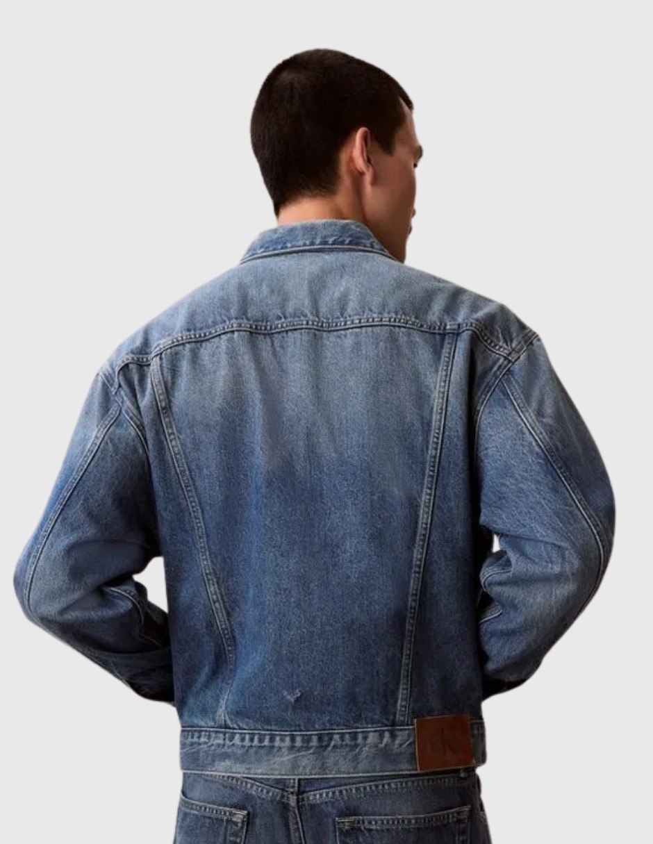 Chamarra denim calvin klein de algodón con bolsillos para hombre
