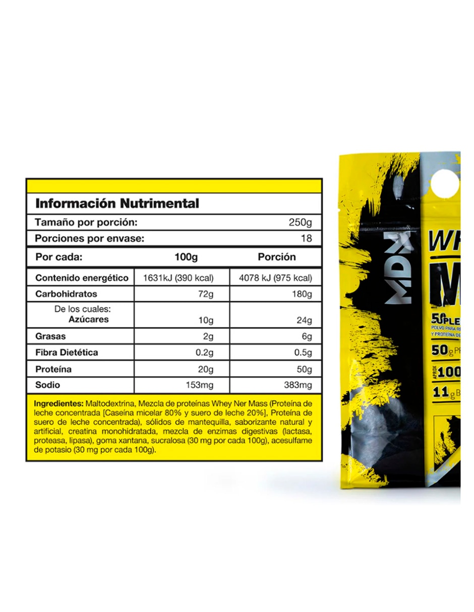 Proteína ganador de peso wheyner mass mdn sports mdn con aminoácidos sabor vainilla de