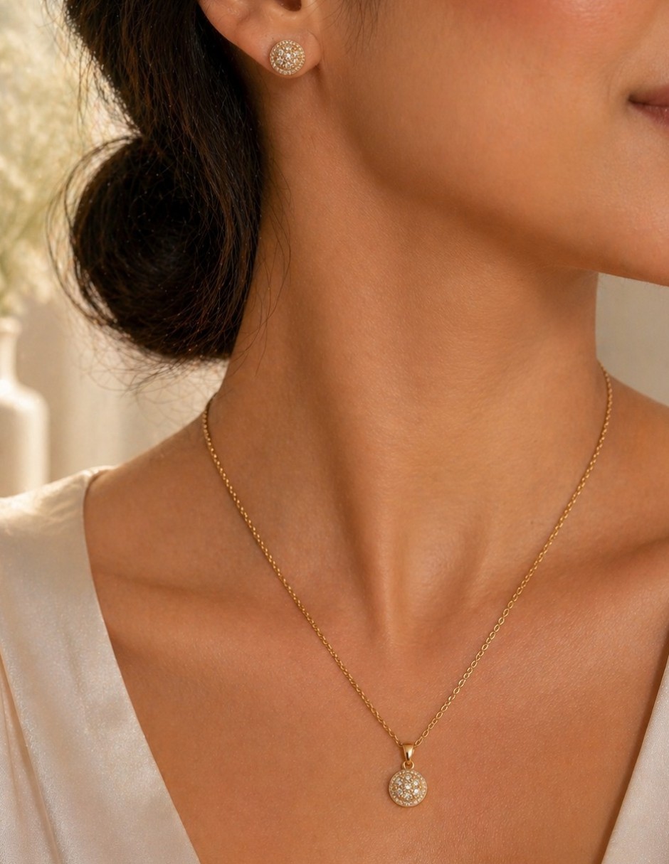 Set de collar y aretes velocity set 18 k zirconia