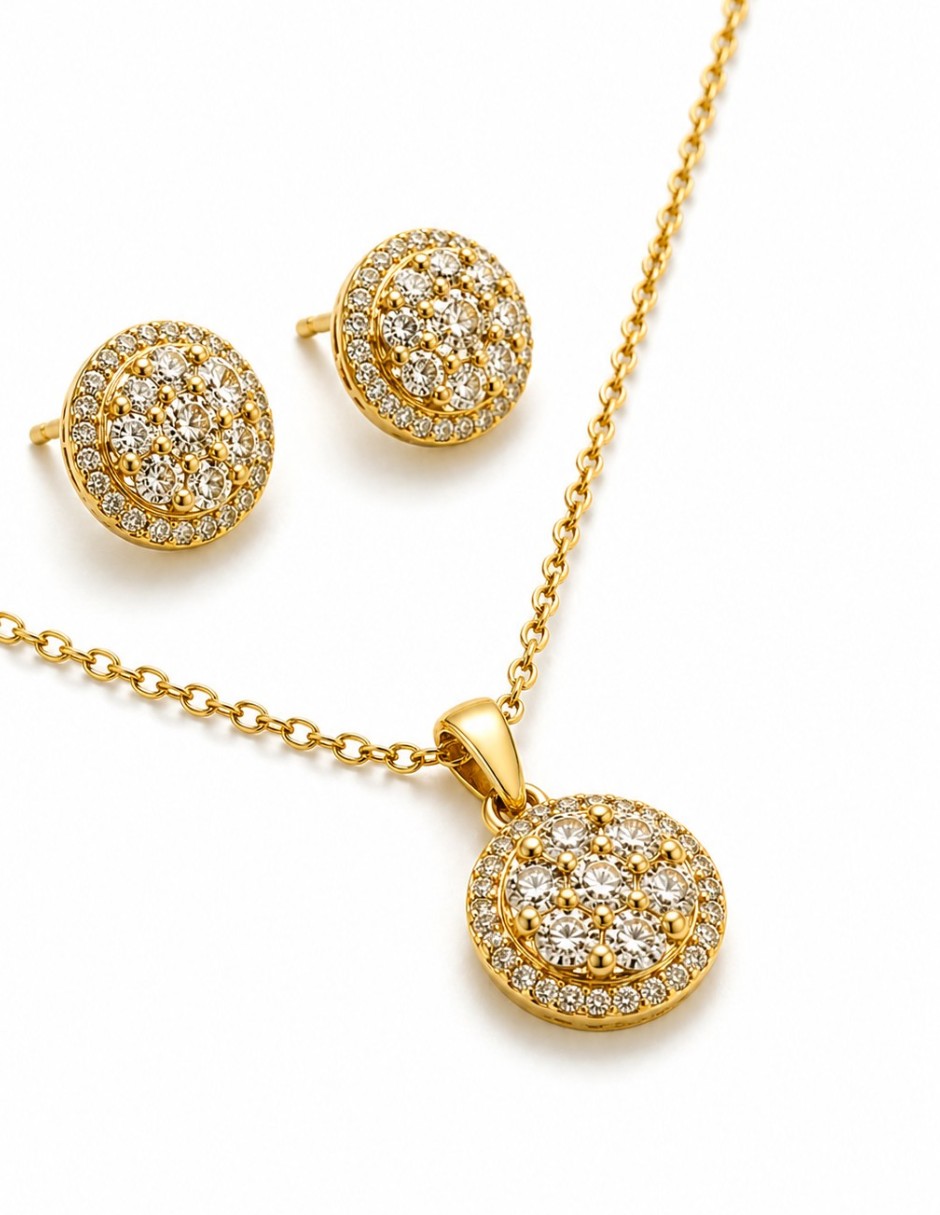 Set de collar y aretes velocity set 18 k zirconia