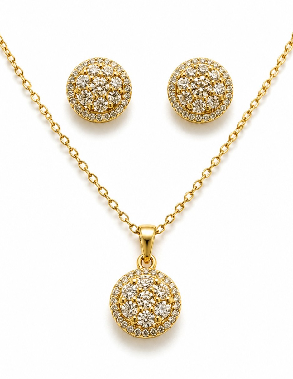 Set de collar y aretes velocity set 18 k zirconia