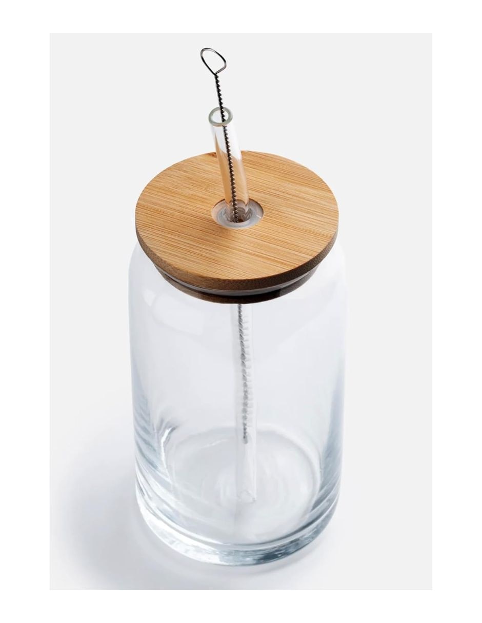 Set de vasos con tapa y popote Selectshop HG183C32 de vidrio con 6 piezas