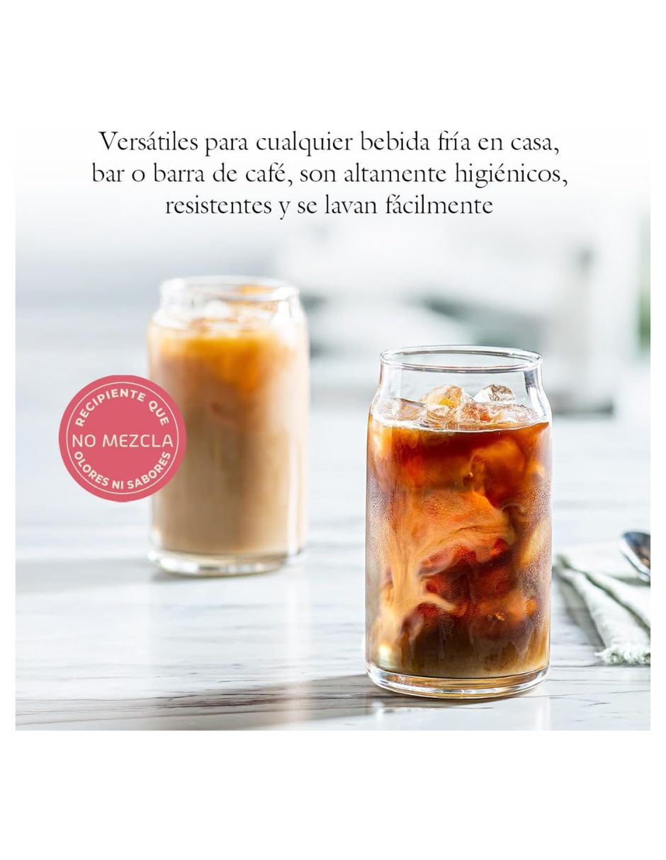 Set de vasos con tapa y popote Selectshop HG183C32 de vidrio con 6 piezas