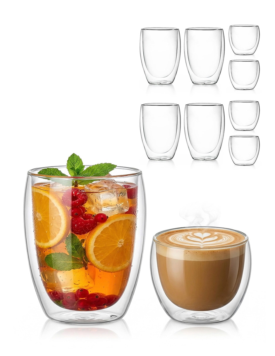 Vaso doble pared colección de vidrio borosilicato con 8 piezas 3