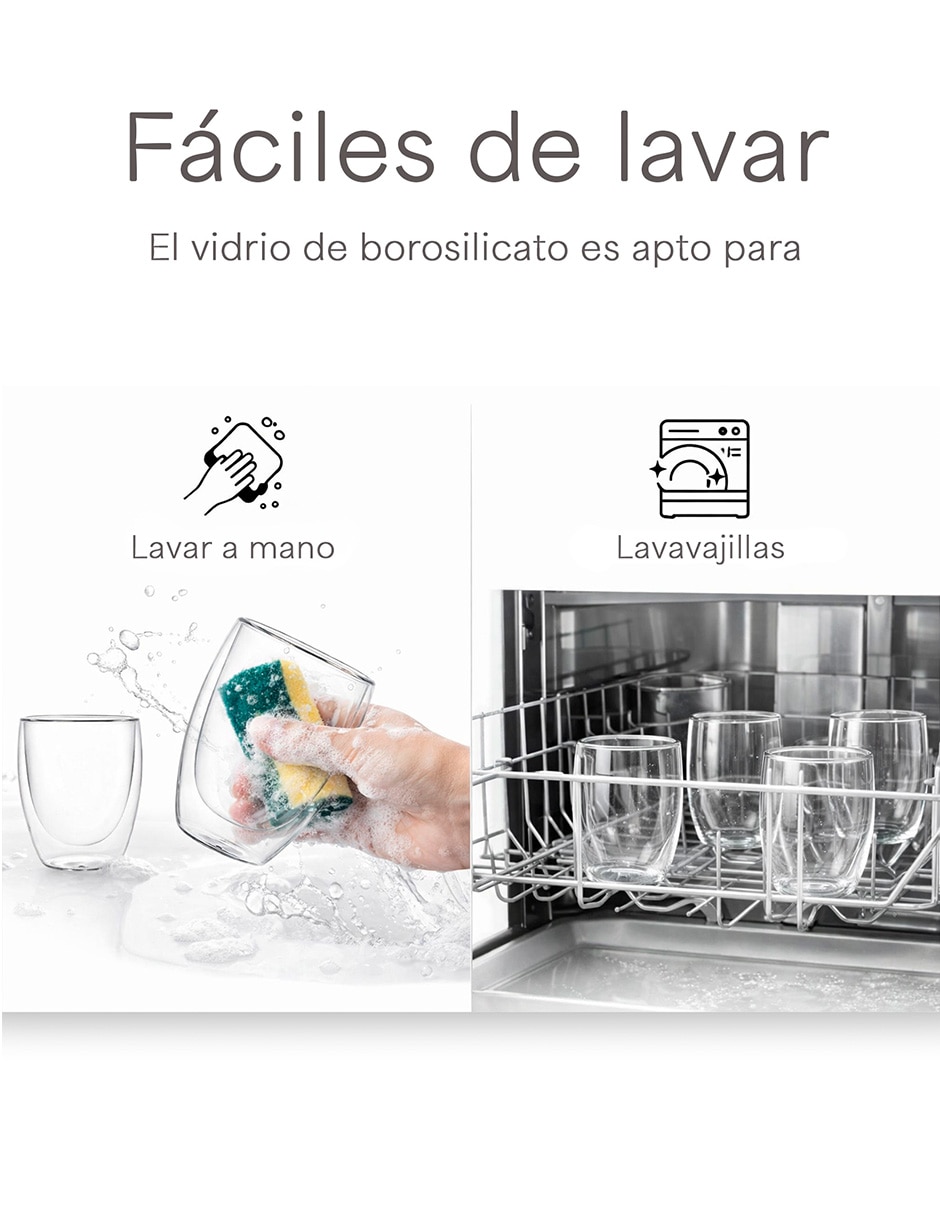 Vaso doble pared colección de vidrio borosilicato con 8 piezas 6
