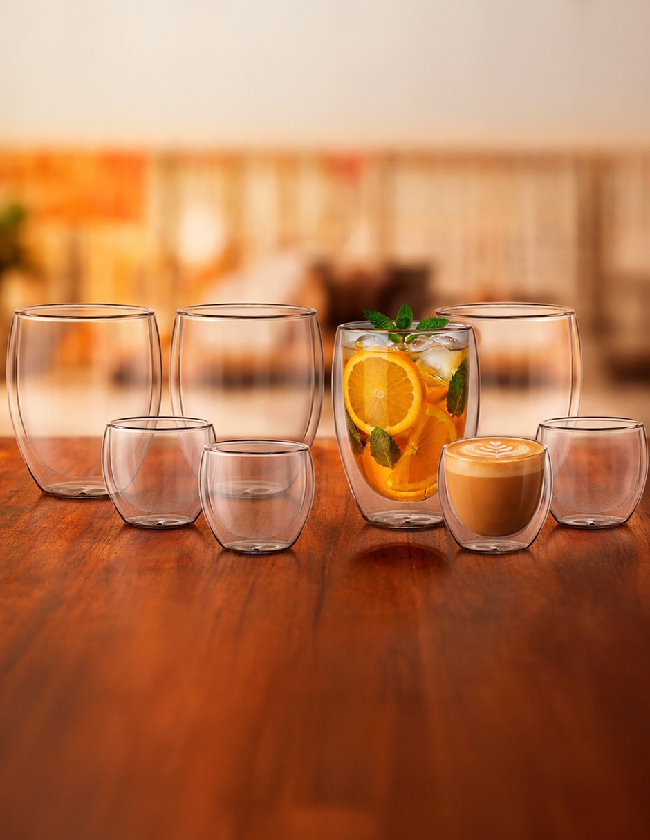 Vaso doble pared colección de vidrio borosilicato con 8 piezas 7