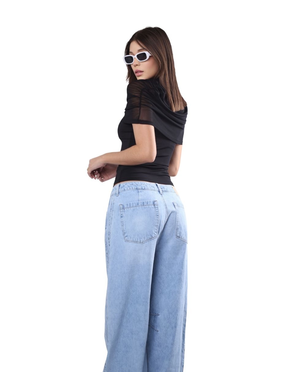 Jeans regular barrel savi jeans corte media cintura para mujer