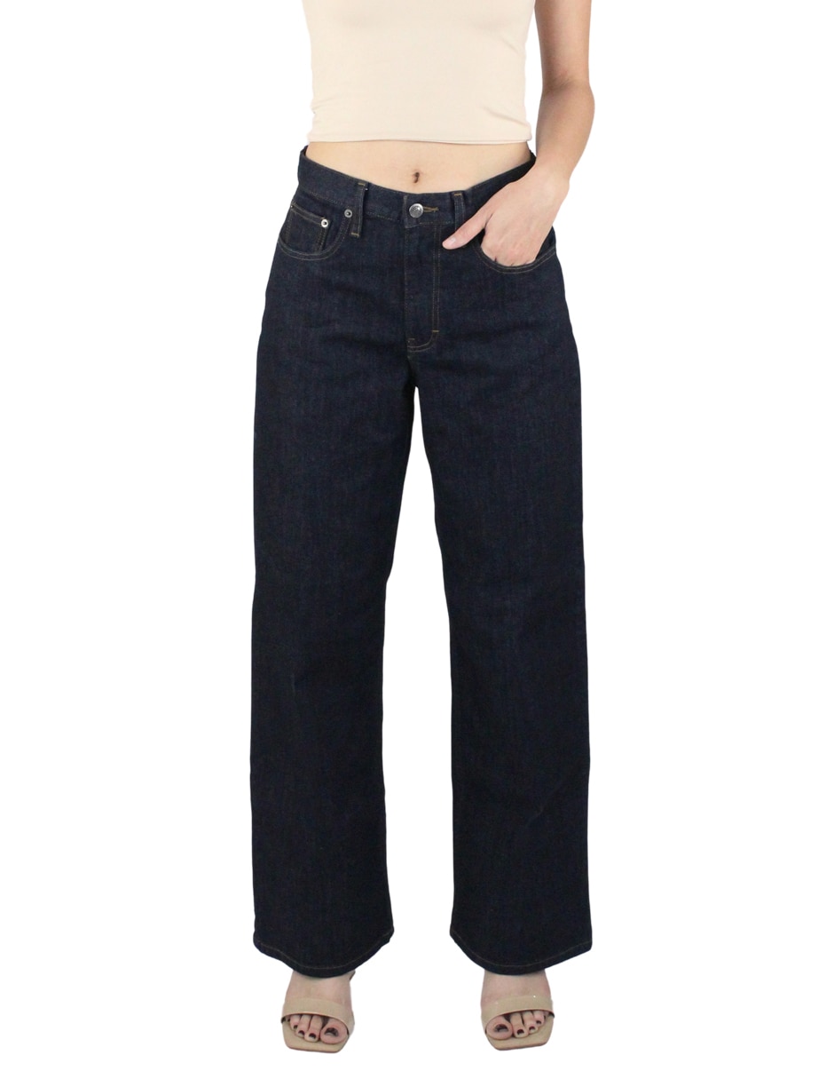 Jeans regular baggy corte cintura baja para mujer