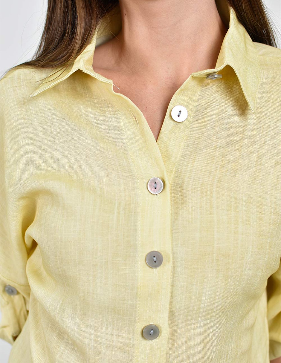 Camisa roman fashion de tencel manga 3/4 para mujer