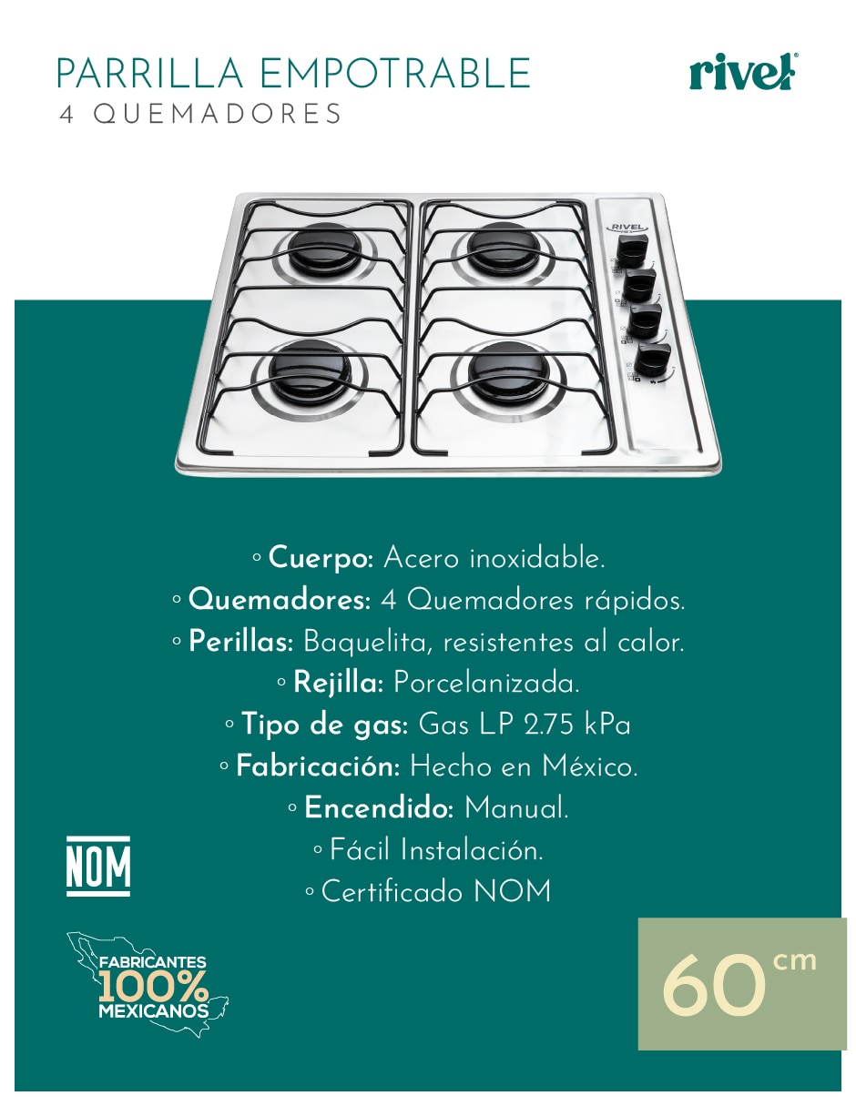 Parrilla de gas combos cmb4qac de acero inoxidable 2