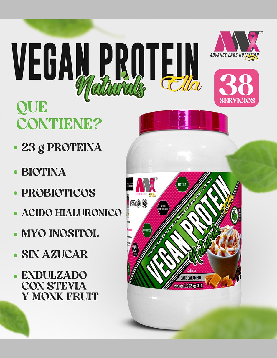 Vegan Protein Advance Labs Nutrition con Proteína de Arroz, Proteína de Chícharo y Probióticos sabor café de 1.362 Kg