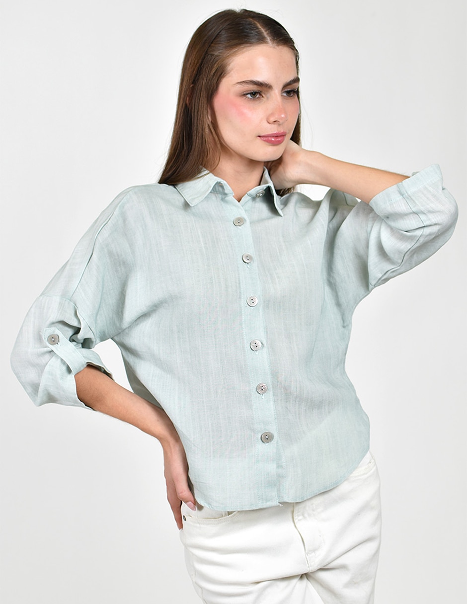 Camisa de tencel manga 3/4 para mujer 2